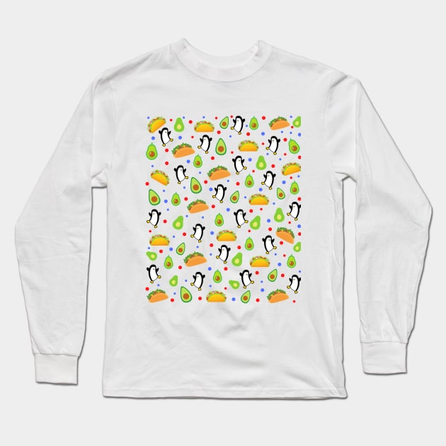 Tacos and avocado face mask, Penguin face mask. Long Sleeve T-Shirt by DakhaShop